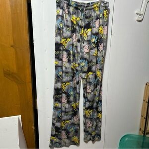 Pokemon Men's Gray Tie-Dye Joggers with Yellow, Blue & Pink Character Print